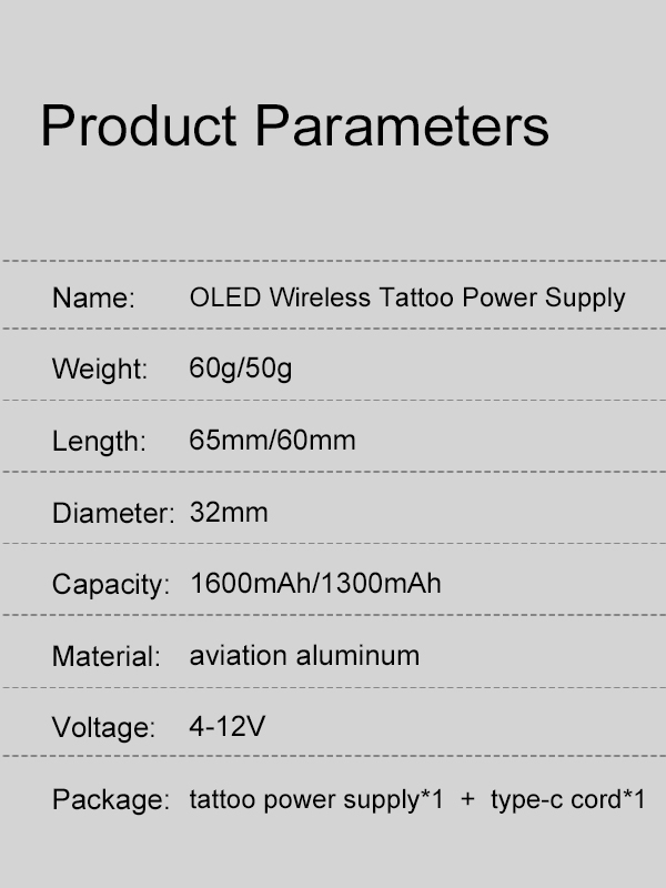 OLED Wireless Tattoo Power Supply